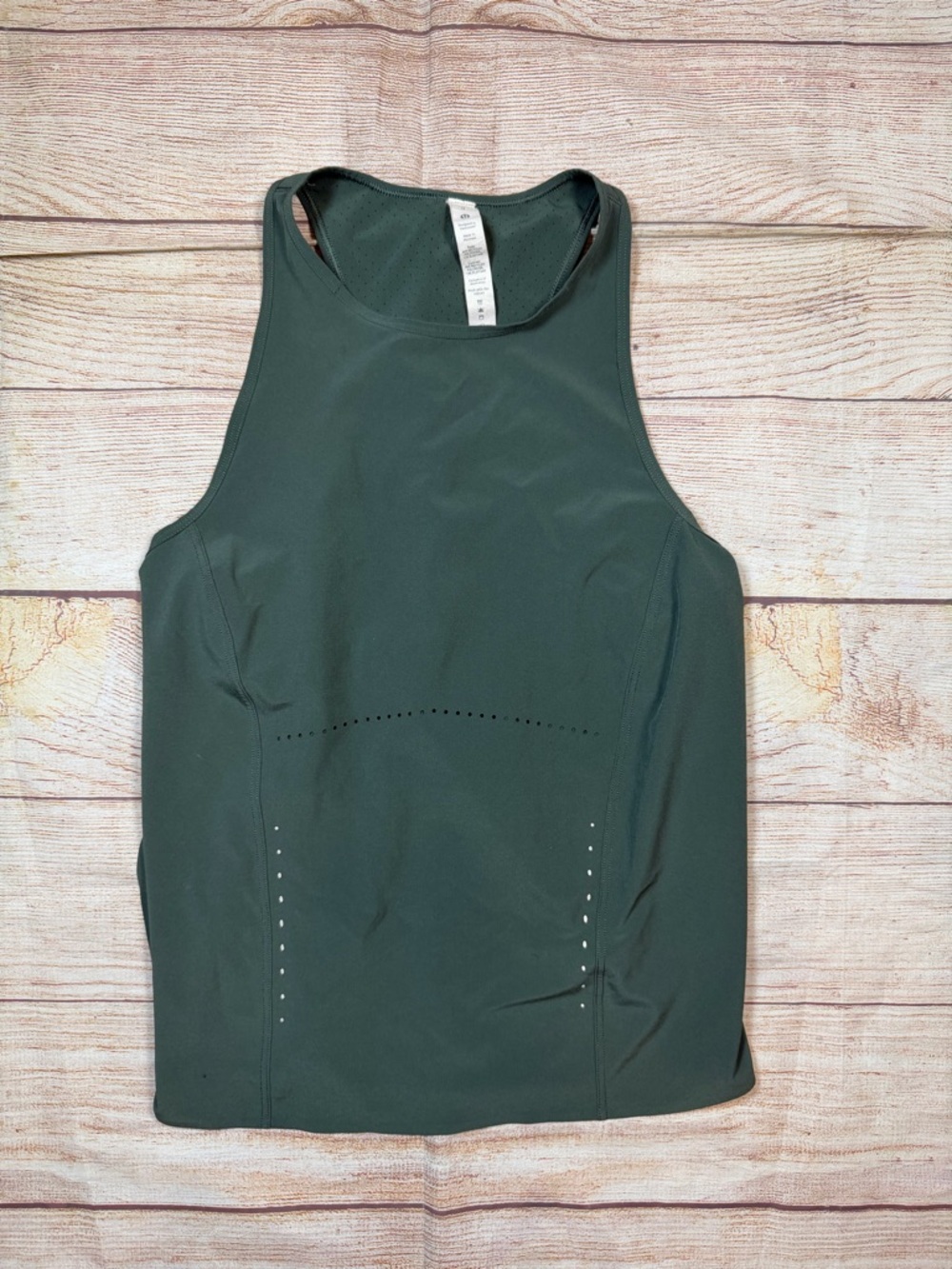 lululemon Dark‎ Forest Green Swift Ventilated Running Tank Smocked Spruce